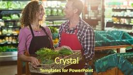  Presentation with organic - Cool new slide deck with interaction protein - smiling staffs holding basket backdrop and a  colored foreground