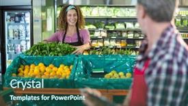  Presentation with organic - Beautiful PPT theme featuring interaction protein - smiling staffs interacting with each backdrop and a  colored foreground