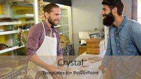  Presentation with protein - Cool new PPT theme with interaction protein - staff interacting with customer backdrop and a coral colored foreground