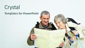  Presentation with senior couple - Presentation design consisting of interactive guide - portrait of happy senior couple background and a sky blue colored foreground