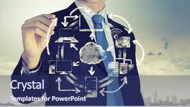  Presentation with business plan - Slide deck with young woman wearing black niqab on background background and a gray colored foreground