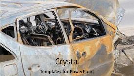  Presentation with burnt - PPT theme enhanced with intercept - abandoned stolen burnt out car background and a coral colored foreground