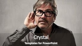  Presentation with deaf - PPT layouts with intercept - hand behind ear of hearing background and a tawny brown colored foreground