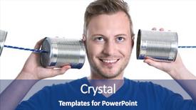  Presentation with listening - PPT theme with intercept - man listening to both sides background and a ocean colored foreground