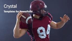  Presentation with football goal post american field - PPT theme featuring intercept - one quarterback american football player background and a ocean colored foreground