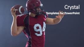  Presentation with american football - Amazing PPT theme having intercept - one quarterback american football player backdrop and a tawny brown colored foreground