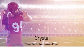  Presentation with football lights - PPT layouts featuring intercept - one quarterback american football player background and a coral colored foreground
