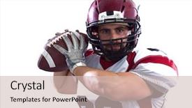  Presentation with grunge american football field - Cool new PPT layouts with intercept - one quarterback american football player backdrop and a soft green colored foreground