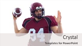  Presentation with american football and helmet on field - Beautiful PPT theme featuring intercept - one quarterback american football player backdrop and a  colored foreground