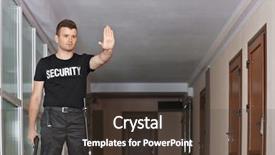  Presentation with stop - Beautiful presentation design featuring intercept - security man showing stop sign backdrop and a tawny brown colored foreground