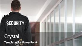  Presentation with security - PPT theme enhanced with intercept - security man standing back background and a dark gray colored foreground