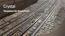  Presentation with tram - Presentation theme consisting of intercept - tram rails in lisbon portugal background and a tawny brown colored foreground