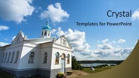  Presentation with orthodox - Beautiful PPT theme featuring intercession monastery of tervenichi nunnery backdrop and a light blue colored foreground