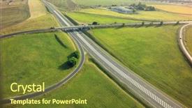  Presentation with intersection - PPT layouts featuring interchange - aerial top view of highway background and a tawny brown colored foreground