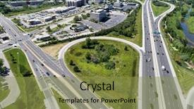  Presentation with malls - Cool new PPT layouts with interchange - aerial view of highways surface backdrop and a gold colored foreground