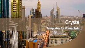  Presentation with rush hour - Cool new slides with interchange - bird's eye view of dubai backdrop and a violet colored foreground