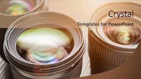  Presentation with flare - Slides enhanced with interchange - interchangeable camera lenses flare effect background and a coral colored foreground