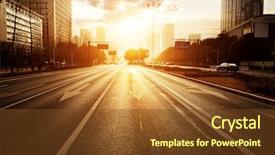  Presentation with columns ancient roman road city - Audience pleasing slide deck consisting of interchange - modern city road scene backdrop and a tawny brown colored foreground