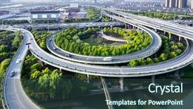  Presentation with expressway - Presentation design with interchange - traffic on elevated expressway background and a tawny brown colored foreground