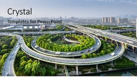  Presentation with expressway - Beautiful PPT theme featuring interchange - traffic on elevated expressway backdrop and a light blue colored foreground