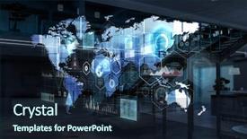  Presentation with mass media business technology internet - Presentation having interconnect - connection technologies for business mixed background and a tawny brown colored foreground