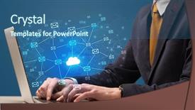  Presentation with healthcare cloud computing - Theme with businessman hand sending a bunch background and a tawny brown colored foreground