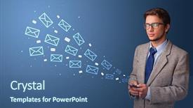  Presentation with communication - Presentation theme consisting of using phone with online communication background and a  colored foreground