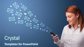  Presentation with language and communication - Audience pleasing theme consisting of using phone with online communication backdrop and a ocean colored foreground