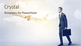  Presentation with elegant - Presentation theme consisting of go meeting - elegant businessman going somewhere background and a sky blue colored foreground