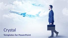  Presentation with elegant - Beautiful slide deck featuring go meeting - elegant businessman going somewhere backdrop and a sky blue colored foreground