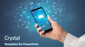  Presentation with cloud - Audience pleasing theme consisting of mailing software - female hand using smartphone backdrop and a ocean colored foreground