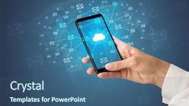  Presentation with cloud - Amazing theme having mailing software - female hand using smartphone backdrop and a ocean colored foreground