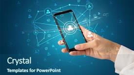  Presentation with peoples - Audience pleasing presentation design consisting of using smartphone to connect peopl backdrop and a ocean colored foreground