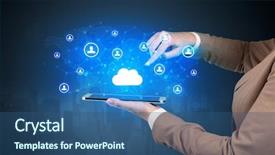  Presentation with hand holding pencil - Amazing presentation having mobile synchrinization - hand holding tablet and showing backdrop and a ocean colored foreground