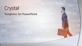  Presentation with walking - Audience pleasing slide set consisting of his hand and online communication backdrop and a  colored foreground