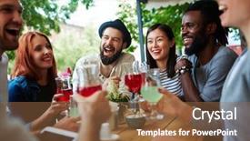  Presentation with underage drinking two teenagers having - Beautiful theme featuring intercultural - laughing teenagers with drinks having backdrop and a tawny brown colored foreground