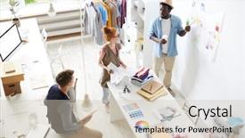  Presentation with reminders - Slide deck having intercultural communication - one of young designers standing background and a soft green colored foreground