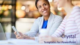  Presentation with looking up at trees from ground - Slide deck consisting of intercultural communication - smiling young woman with smartphone background and a sky blue colored foreground