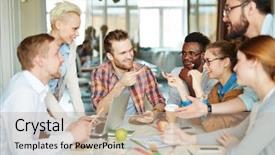  Presentation with intercultural - Slides with intercultural communication - talking in office background and a coral colored foreground