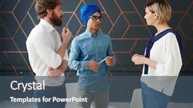  Presentation with intercultural - Slides featuring intercultural communication - two colleagues listening to young background and a ocean colored foreground