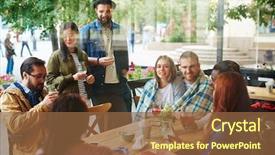  Presentation with intercultural - Cool new slides with intercultural communication - young people communicating by drink backdrop and a tawny brown colored foreground