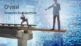  Presentation with farewell for boss - PPT theme consisting of interdependency - angry stupid boss shouting background and a  colored foreground