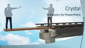  Presentation with understand a concept - Amazing theme having interdependency - interdependancy concept with two businessmen backdrop and a sky blue colored foreground