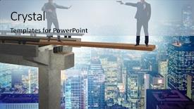  Presentation with concept - Slide set with interdependency - interdependancy concept with two businessmen background and a  colored foreground