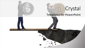  Presentation with currency financial concept macro - Colorful PPT theme enhanced with interdependency concept with two currencies backdrop and a  colored foreground