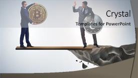  Presentation with currency financial concept macro - Audience pleasing slide deck consisting of interdependency concept with two currencies backdrop and a  colored foreground