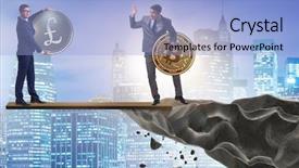  Presentation with currency financial concept macro - Presentation featuring interdependency concept with two currencies background and a  colored foreground