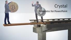  Presentation with concept - Presentation with interdependency concept with two currencies background and a  colored foreground