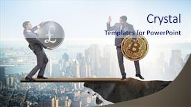  Presentation with concept - Colorful presentation theme enhanced with interdependency concept with two currencies backdrop and a  colored foreground