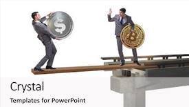  Presentation with concept - Slide set having interdependency concept with two currencies background and a  colored foreground